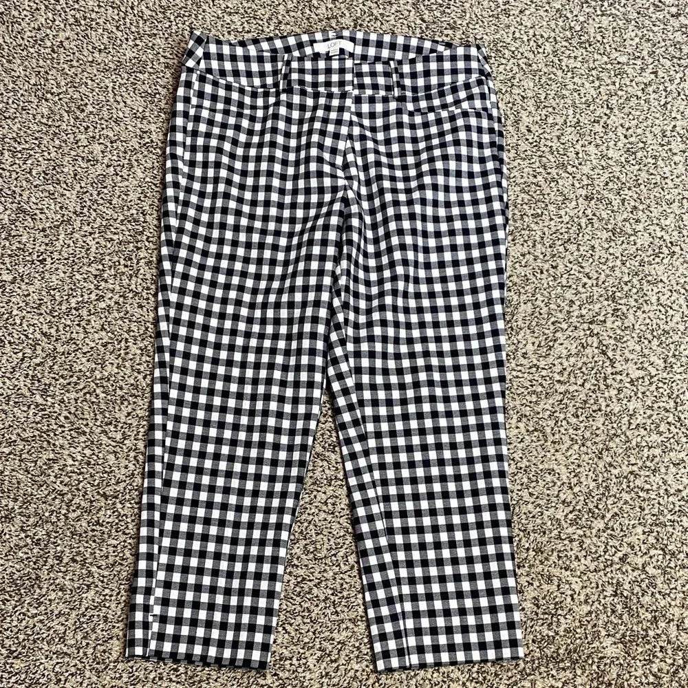 NWOT LOFT Monochrome Checkered Marisa Trousers - Picture 3 of 8
